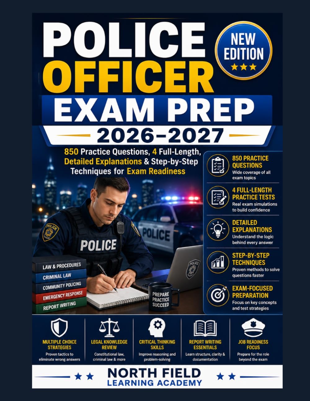 POLICE OFFICER EXAM PREP 2026–2027: 850 Practice Questions, 4 Full-Length Exams, Detailed Explanations & Step-by-Step Techniques for Exam Readiness baixar livro de graça