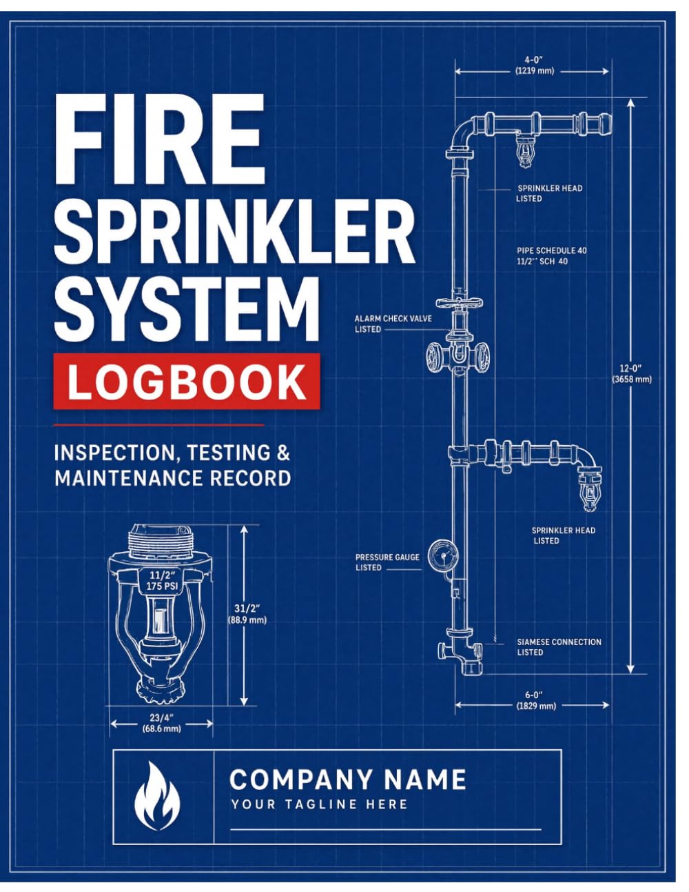 ler totalmente Fire Sprinkler System Logbook: Industrial Fire Safety Log, Sprinkler Maintenance Tracker & Inspection Record