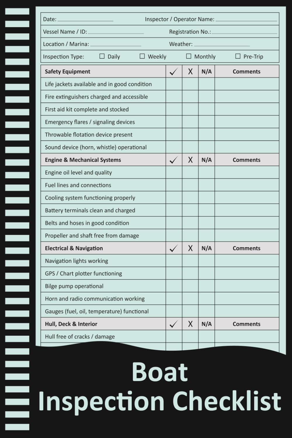 Boat Inspection Checklist: Pre-Trip Inspection Record for Boat Owners and Marine Operators. baixar o livro de graça