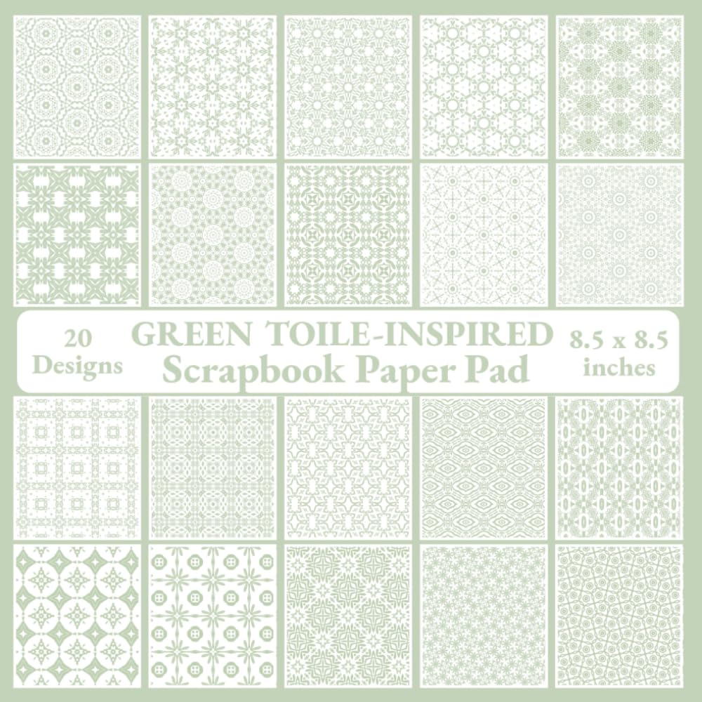 ler totalmente Green Toile-Inspired Scrapbook Paper Pad: 20 Vintage French-Inspired Designs – Perfect for Journals, Cardmaking, Decoupage & DIY Crafts