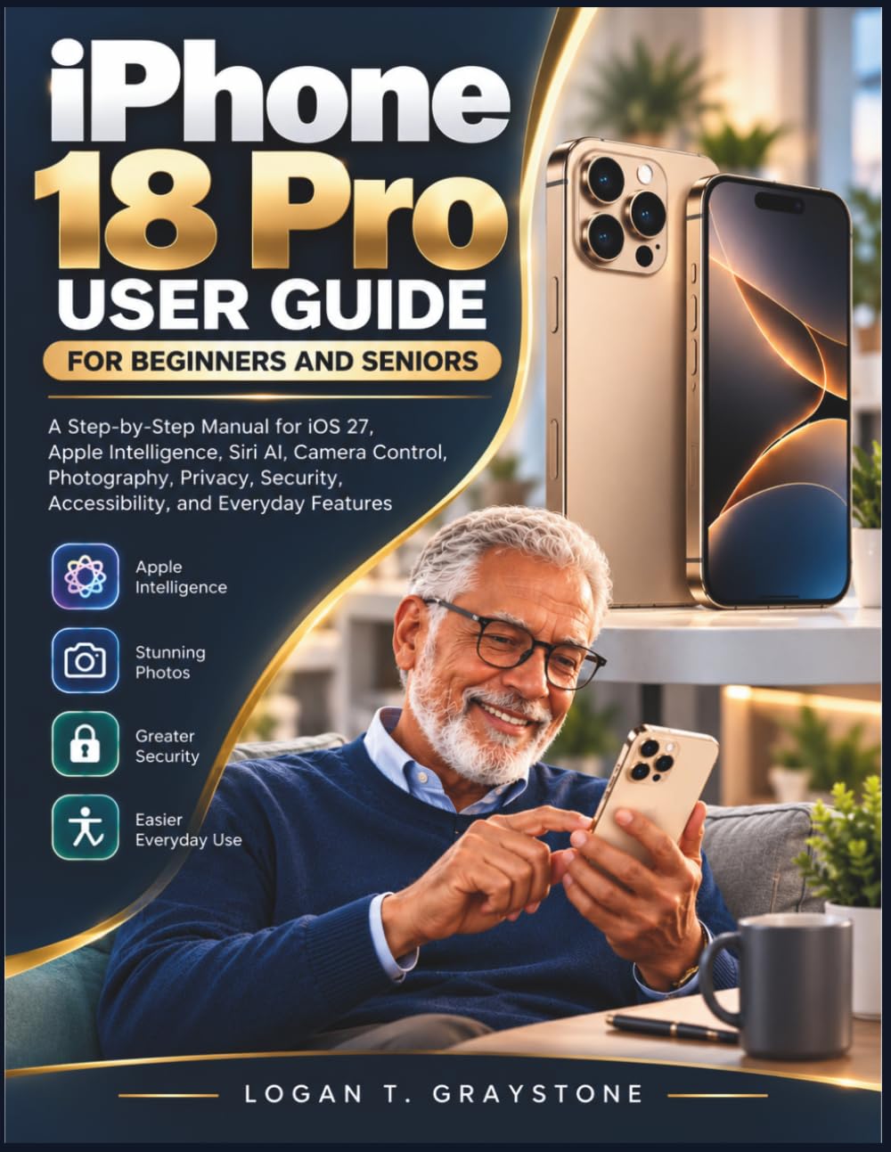 ler totalmente iPhone 18 Pro USER GUIDE FOR BEGINNERS AND SENIORS: A Step-by-Step Manual for iOS 27, Apple Intelligence, Siri AI, Camera Control, Photography, Privacy, Security, Accessibility, and Everyday Features