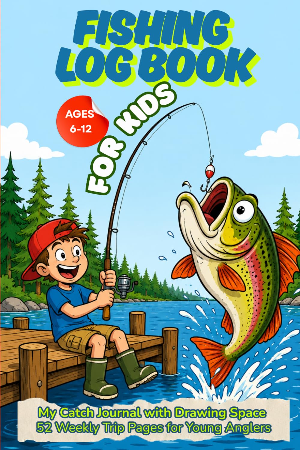 ler totalmente Fishing Log Book for Kids — My Catch Journal with Drawing Space | 52 Weekly Trip Pages for Young Anglers Ages 6–12: Track Every Fish, Sketch Your... Gift for Young Fishermen and Fisherwomen