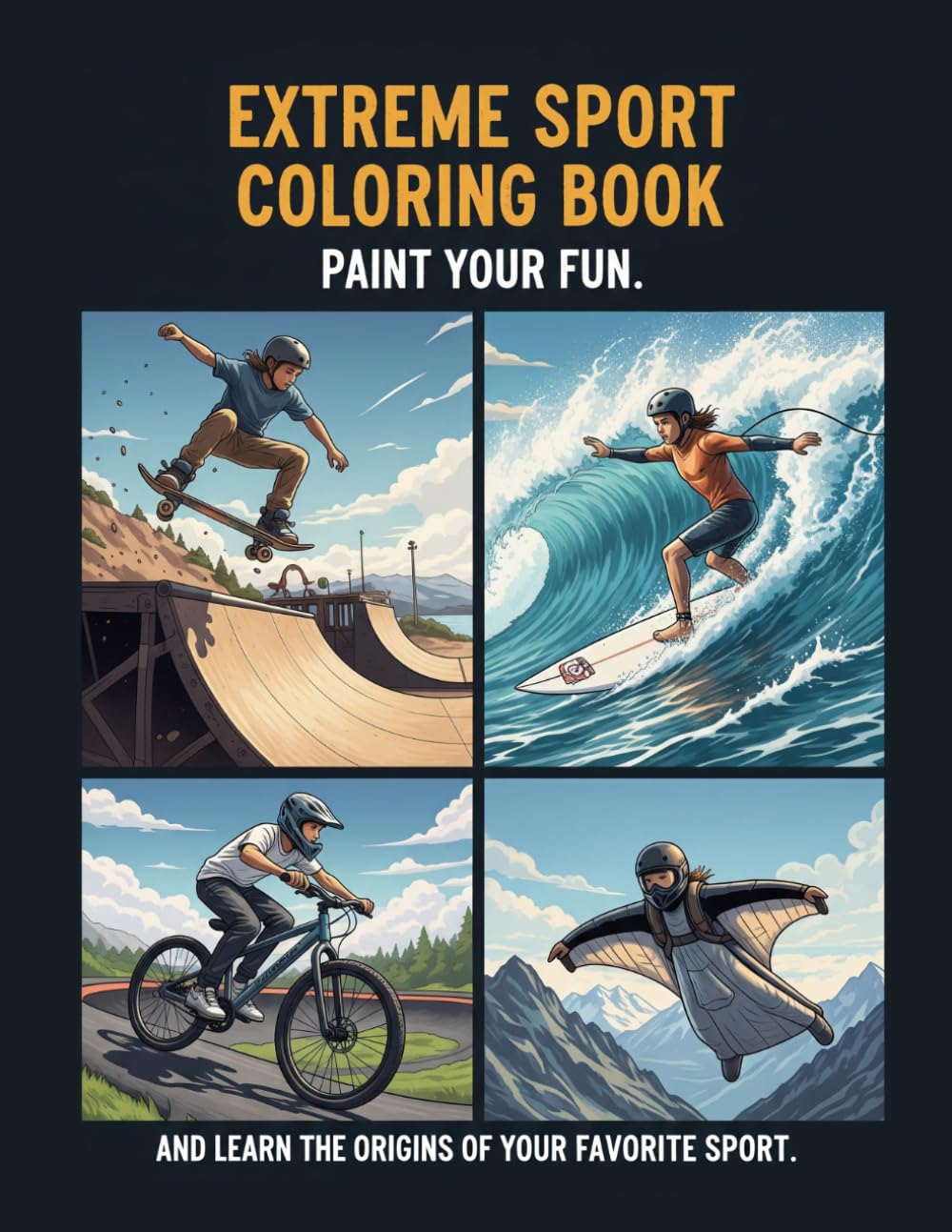 SUMMER EXTREME SPORT COLORING BOOK LARGE EDITION: PAINT YOUR FUN AND LEARN THE HISTORY OF YOUR FAVOURITE SPORTS (Spanish Edition) baixar livro de graça
