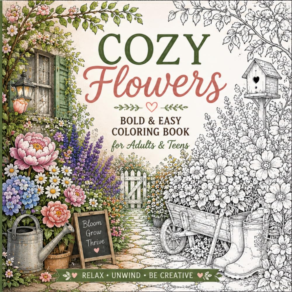 ler totalmente Cozy Flowers: Bold and Easy Coloring Book for Adults and Teens