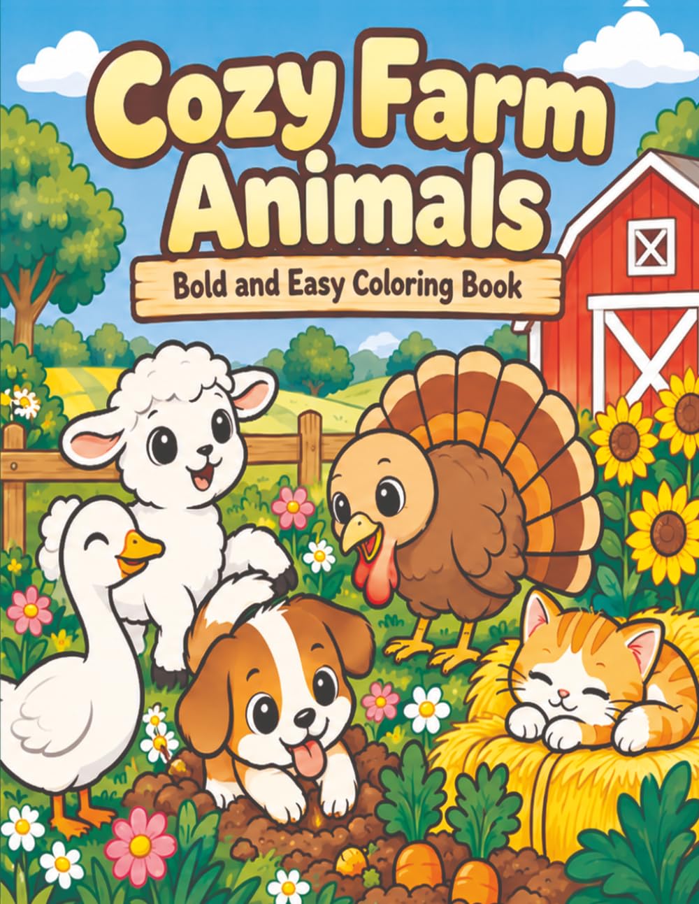 Cozy Farm Animals: Bold & Easy Coloring Book for Kids Ages 3–8: Featuring Cute Barnyard Animals, Farm Adventures, Country Life & Cozy Farm Fun baixar livro de graça