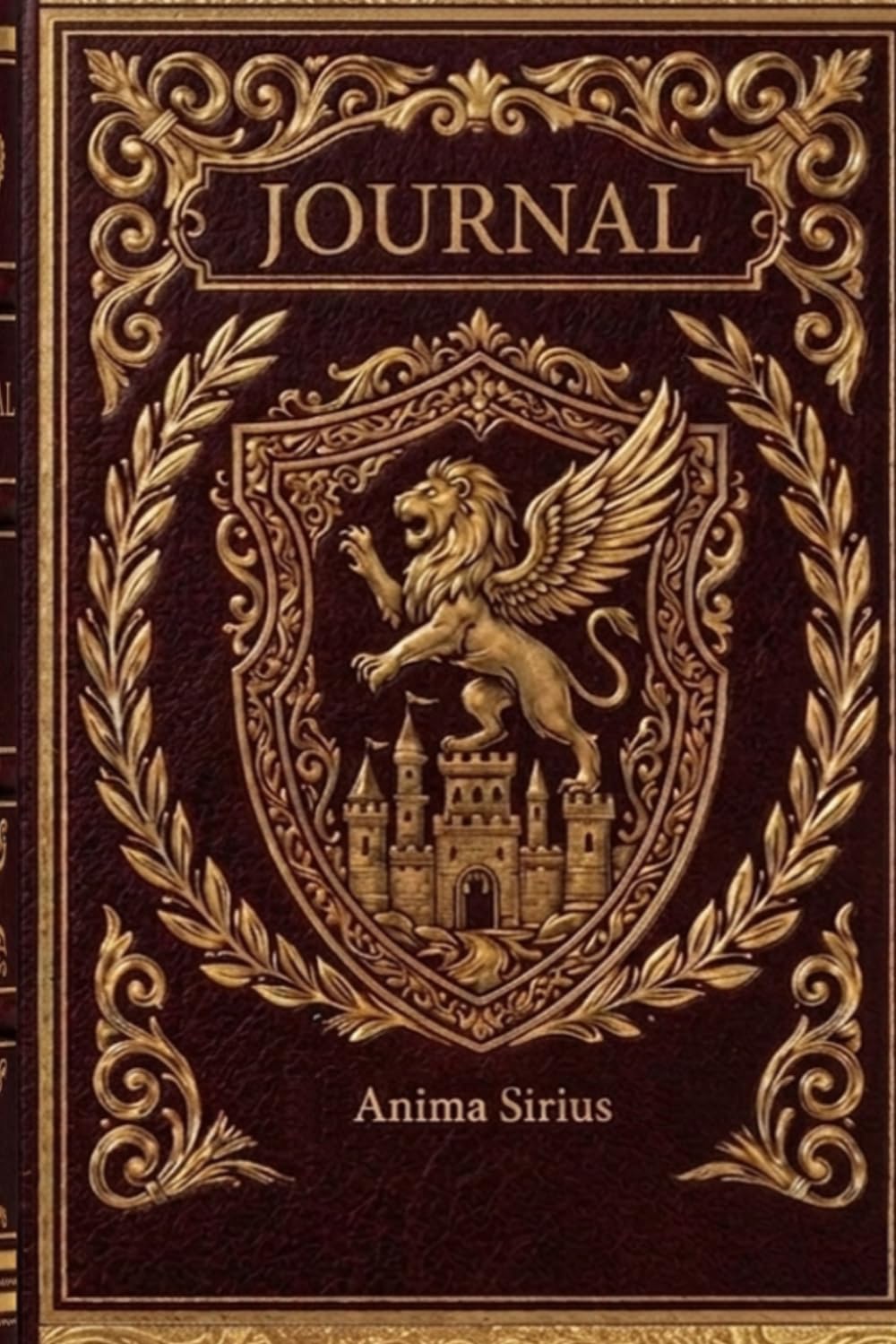 ler totalmente Burgundy & Gold. Vintage Heraldic Lion Edition: Ornate Masterpiece by Anima Sirius with Antique Victorian Borders and Ruled Pages
