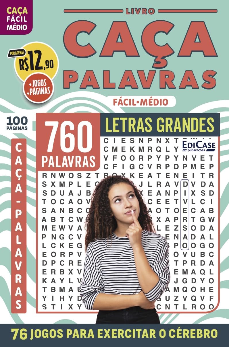 ler totalmente Livro Caça-Palavras 76 + Lápis de Brinde: Nível Fácil/ Médio - 76 Jogos para exercitar o cérebro
