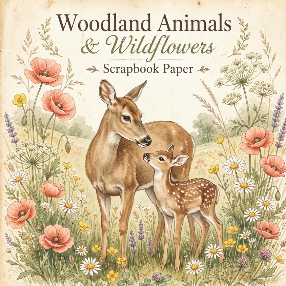 ler totalmente Woodland Animals & Wildflowers Scrapbook Paper: Vintage Botanical Animal Designs for Junk Journals, Collage, Card Making, Decoupage and Paper Crafts