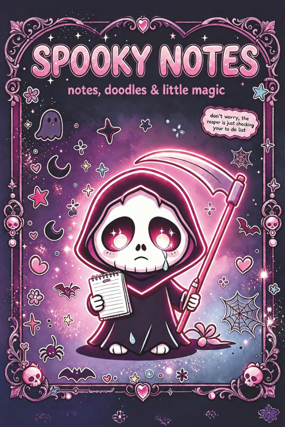 ler totalmente Spooky Notes: Don't Worry the Reaper is Just Checking Your To Do List - Cute Spooky Lined Notepad - Notes, Doodles, Tasks & Little Magic