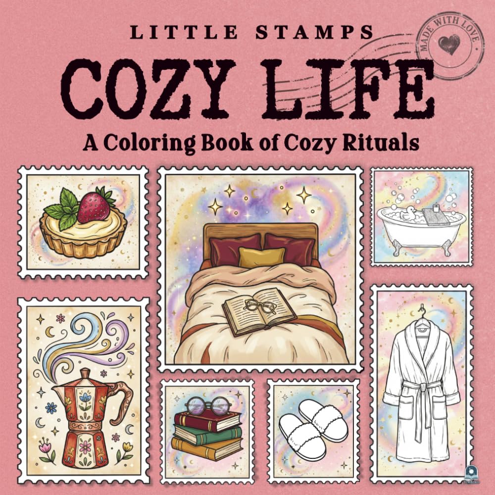 ler totalmente Little Stamps: Cozy Life: A Cute Adult Coloring Book of Cozy Rituals Designed as Postage Stamps