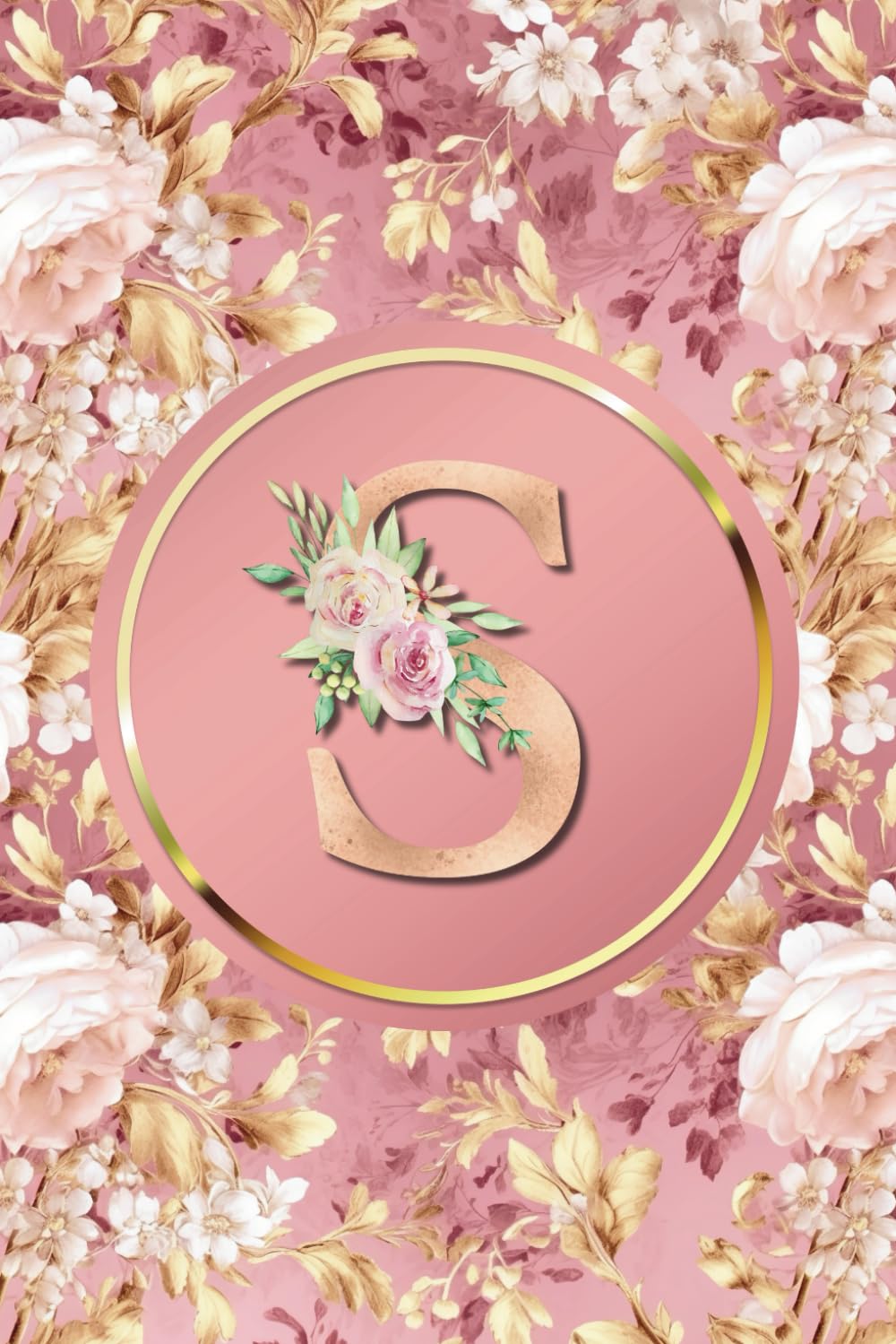 Monogram Notebook S: Pink and Gold Vintage Floral Initial Letter S Monogram College Ruled Notebook for Women and Girls - Personalized Name Journal - Monogrammed Gift baixar livro de graça
