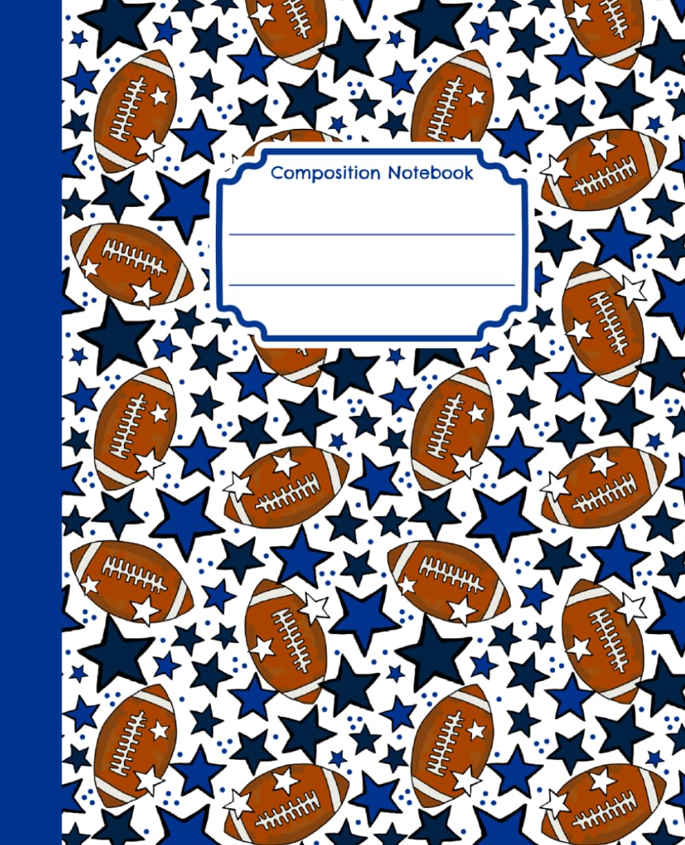 ler totalmente Composition Notebook: Football Team Navy Blue and Silver Stars - 7.5 x 9.25" College Ruled, 110 Pages, School and Office Writing Journal