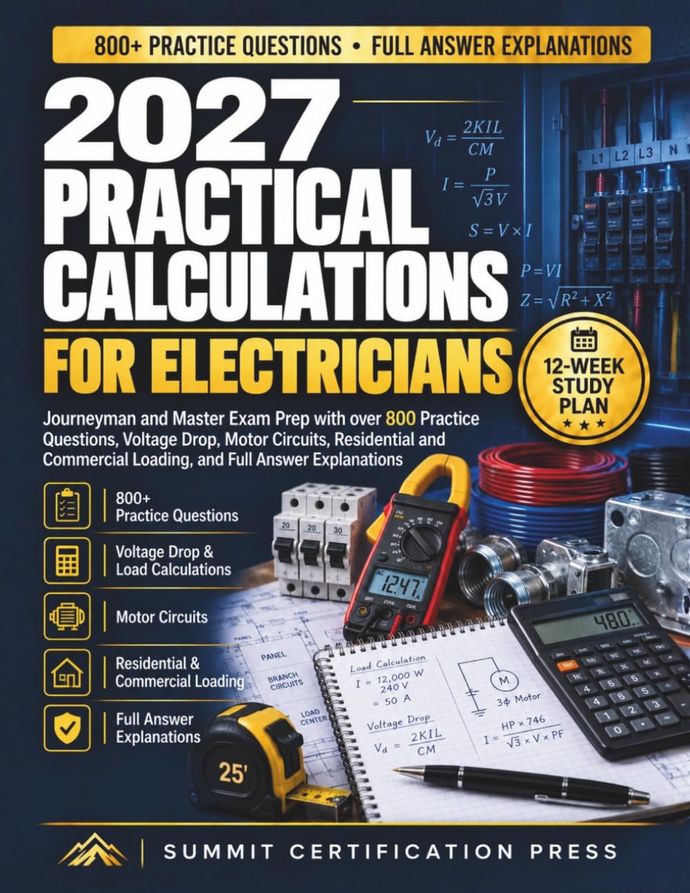 2027 Practical Calculations for Electricians: Journeyman and Master Exam Prep with over 800 Practice Questions, Voltage Drop, Motor Circuits,... Loading, and Full Answer Explanations baixar livro de graça