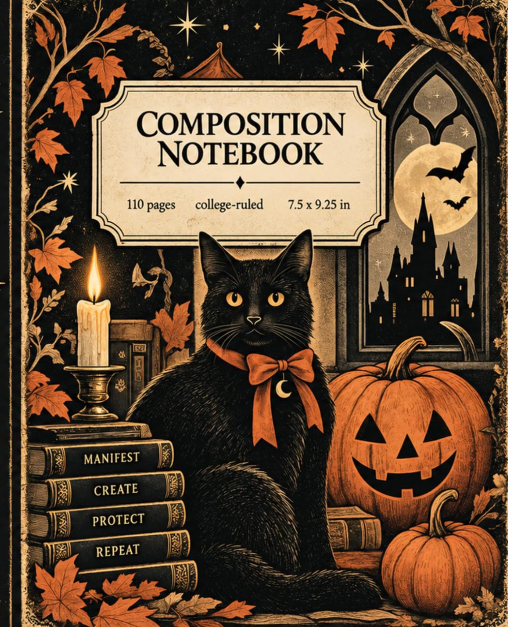Vintage Black Cat Composition Notebook: College Ruled Halloween Journal | Vintage Witchcraft & Gothic Magic Notebook for School, College, Work, Journaling & Notes baixar livro de graça