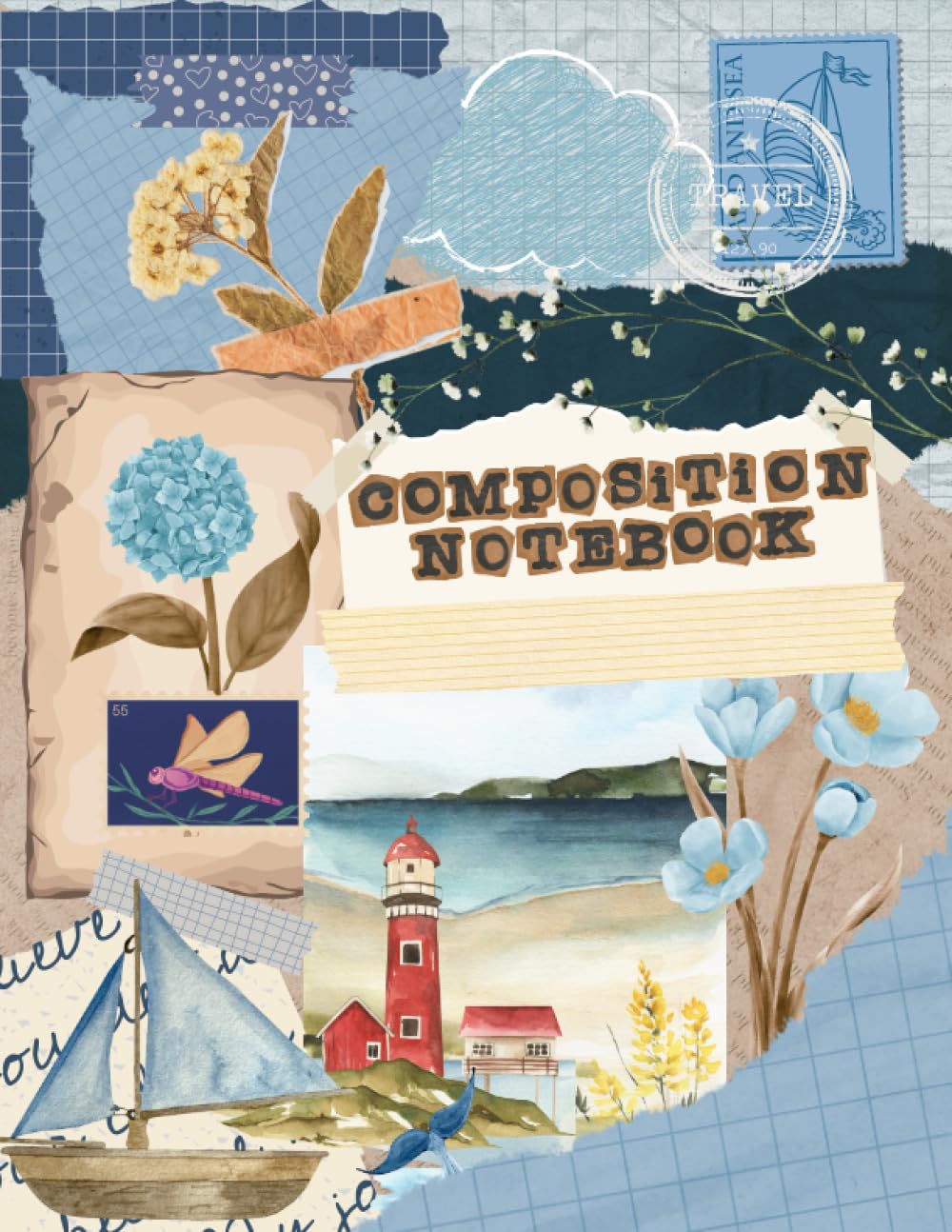 ler totalmente Vintage Composition Notebook: Everything is Blue but Cream paper, 8.5"x11", Ruled Line