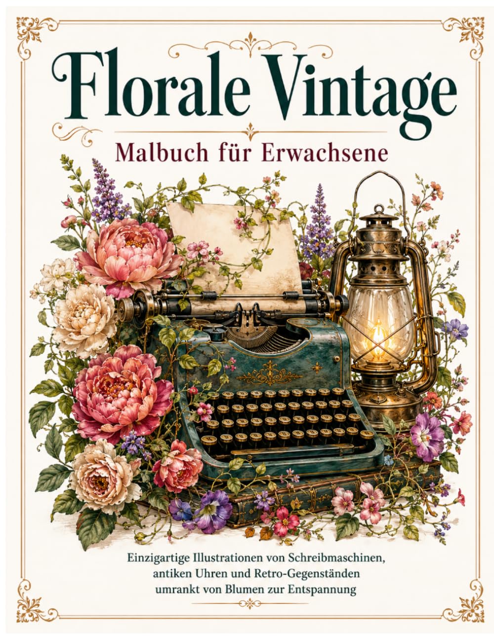 capítulo por capítulo baixar Florale Vintage Malbuch für Erwachsene 2: Einzigartige Illustrationen von Schreibmaschinen, antiken Uhren und Retro-Gegenständen umrankt von Blumen zur Entspannung (German Edition)