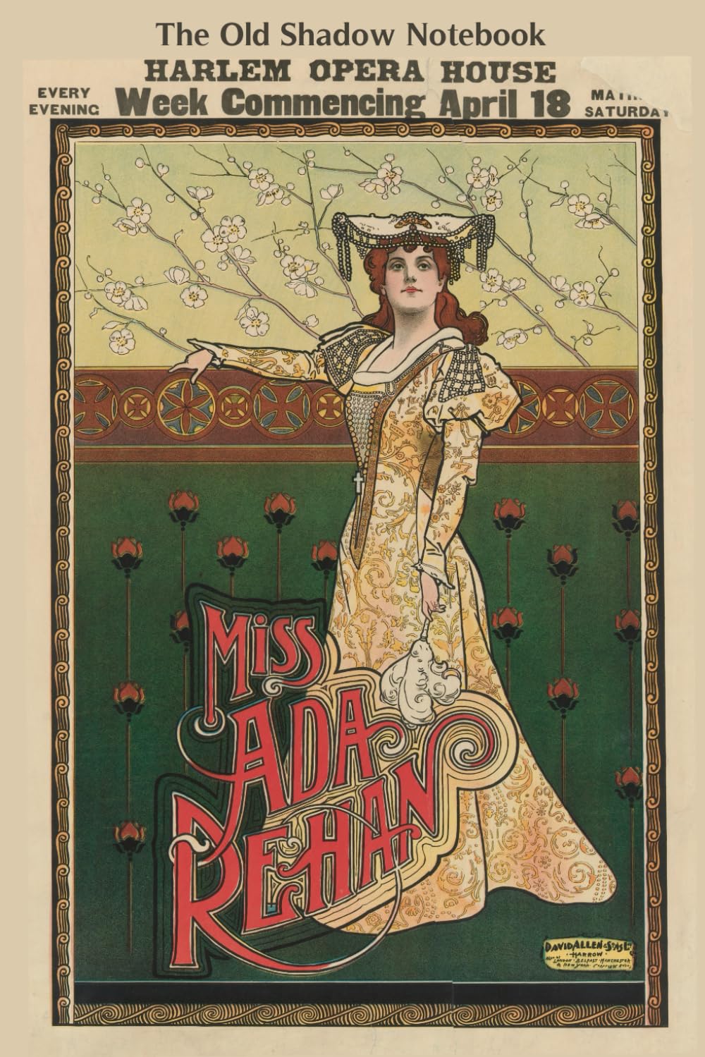 ler totalmente The Old Shadow Notebook – Ada Rehan, Harlem Opera House by David Allen & Sons Ltd., 1898: 6X9 Art gift journal with blank pages