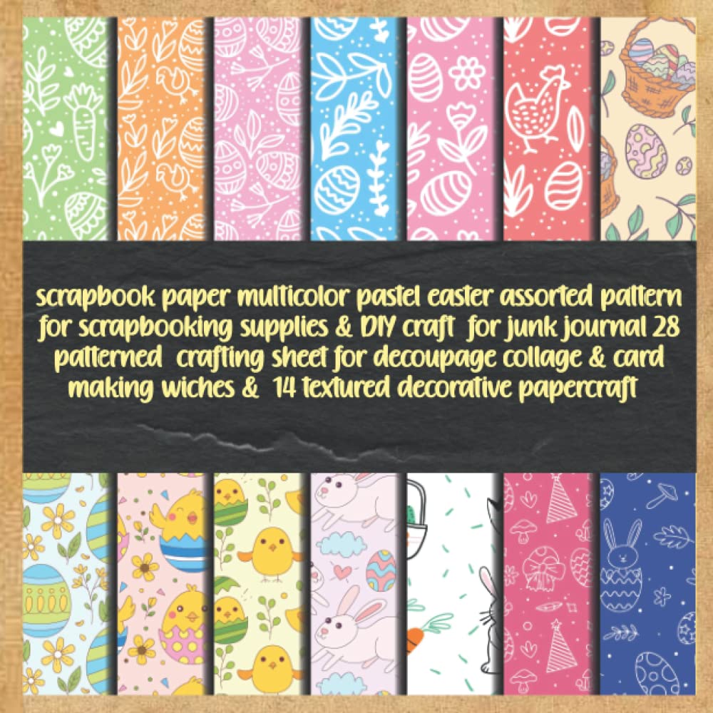 ler totalmente scrapbook paper multicolor pastel easter assorted pattern for scrapbooking supplies & DIY craft for junk journal 28 patterned crafting sheet for... wiches & 14 textured decorative papercraft