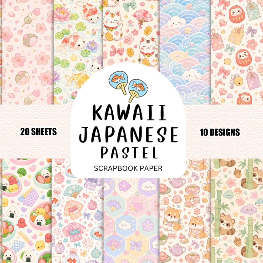 capítulo por capítulo baixar Kawaii Japanese Pastel Scrapbook Paper: 20 Double-Sided Sheets with 10 Cute Japanese-Inspired Designs for Scrapbooking, Journaling, Planner Decoration, Origami, and DIY Crafts
