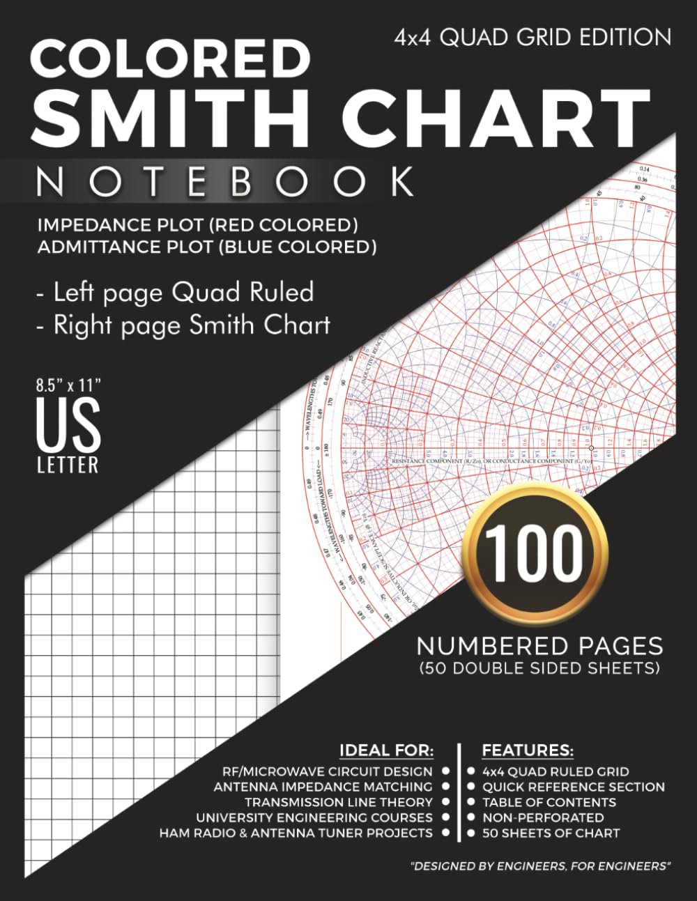 capítulo por capítulo baixar Colored Smith Chart Notebook With 4x4 Quad Grid Pages for notes: Left Page Quad Ruled Grid - Right Page Smith Chart | 100 Numbered Pages (50 Impedance... & Microwave Design | 8.5 x 11 Inches