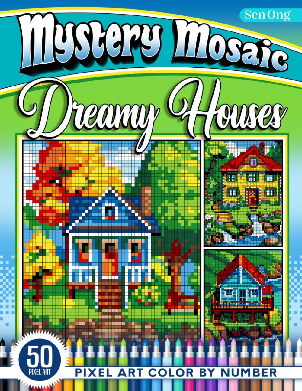 ler totalmente Dreamy Houses Mystery Mosaics Color by Number: 50 Pixel Art Coastal and Lakeside Homes for Creative Coloring