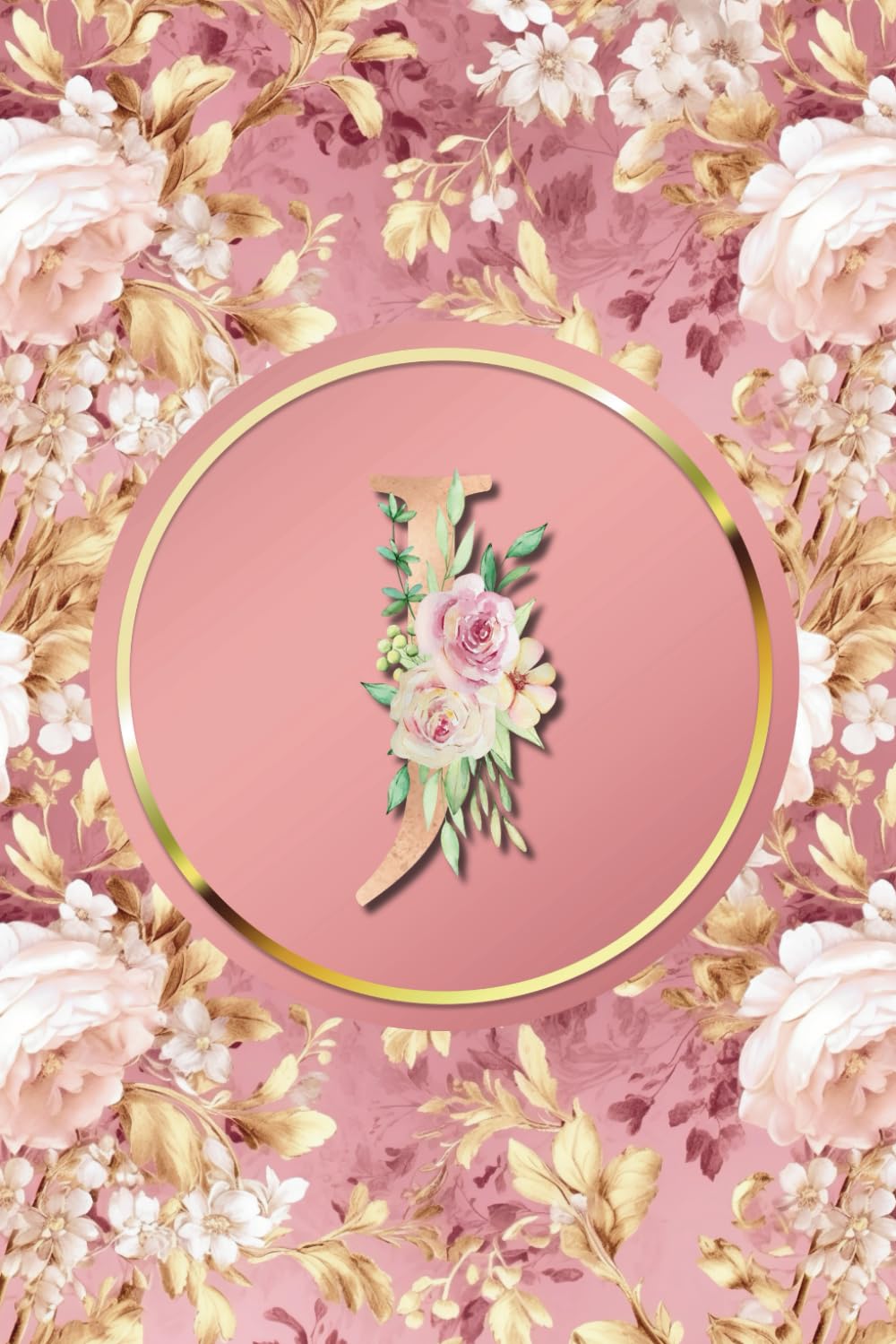 ler totalmente Monogram Notebook J: Pink and Gold Vintage Floral Initial Letter J Monogram College Ruled Notebook for Women and Girls - Personalized Name Journal - Monogrammed Gift