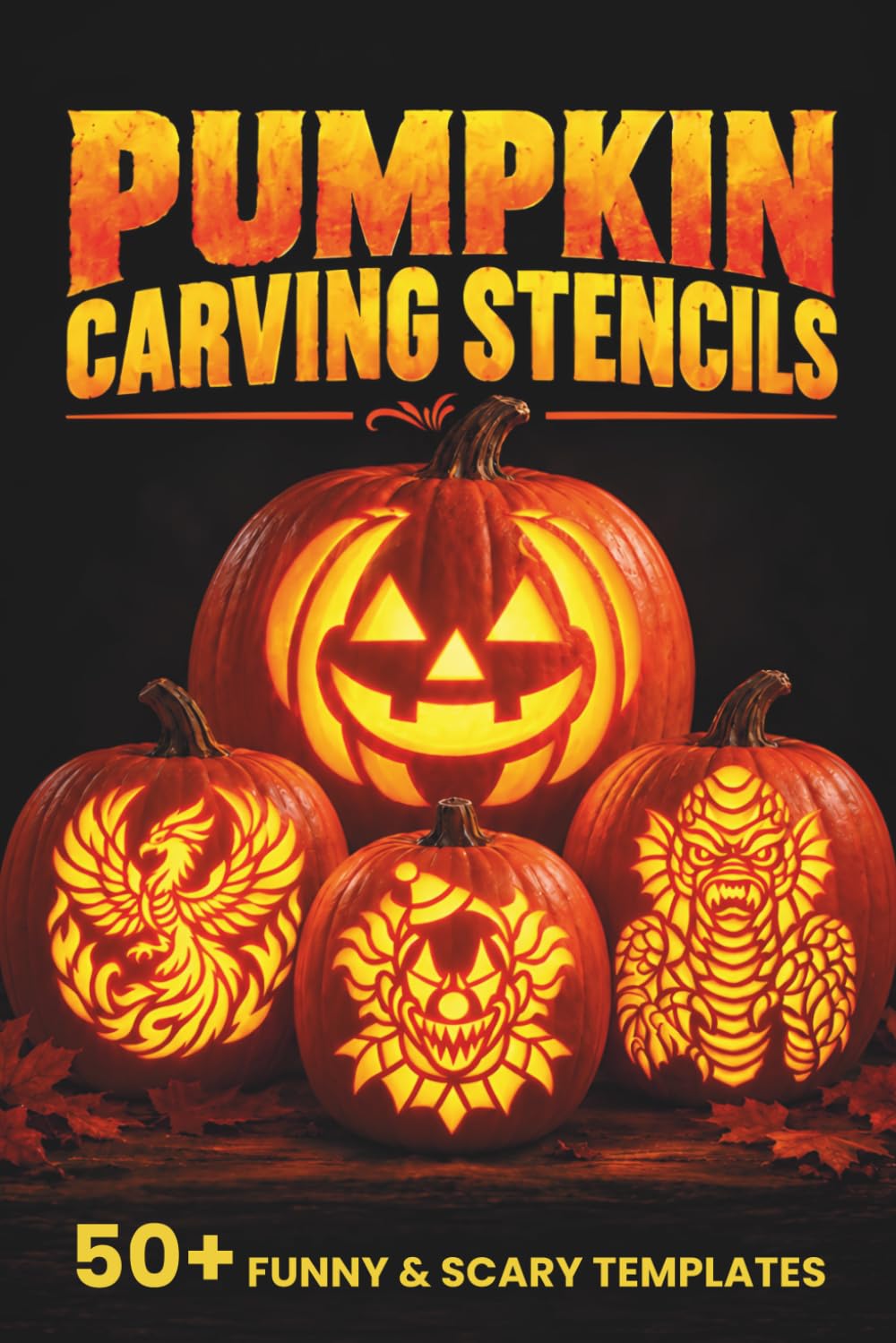 ler totalmente Pumpkin Carving Stencils: 50+ Halloween Patterns from Easy to Advanced in Different Sizes for Funny, Scary Jack-o’-Lanterns, DIY Craft Projects and Spooky Seasonal Decorations