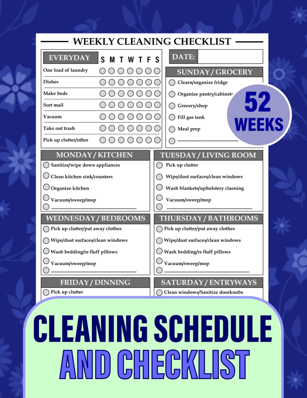 capítulo por capítulo baixar Cleaning Schedule and Checklist: Your Complete Guide to Stress-Free Cleaning Routine – Daily, Weekly, and Monthly Tasks for 52 Weeks
