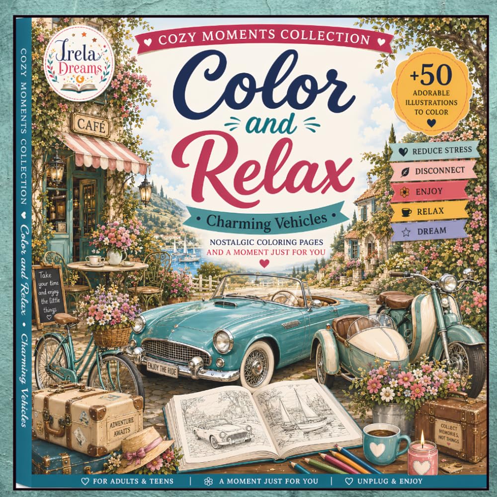 COLOR AND RELAX. Charming vehicles: Charming vehicles (Cozy Moments Collection) baixar livro de graça