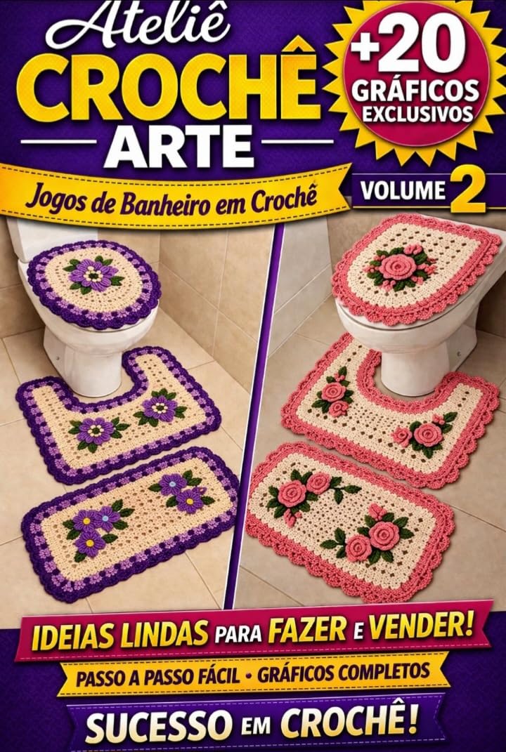 Ateliê Crochê Arte – Volume 2: Jogos de Banheiro em Crochê com Gráficos Passo a Passo +20 Modelos para Fazer e Vender baixar o livro de graça