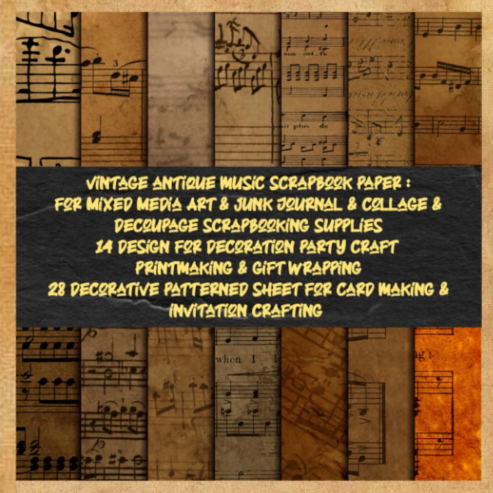 ler totalmente vintage antique music scrapbook paper: for Mixed Media Art & junk Journal & collage & decoupage scrapbooking supplies 14 design for decoration party... sheet for card making & invitation crafting