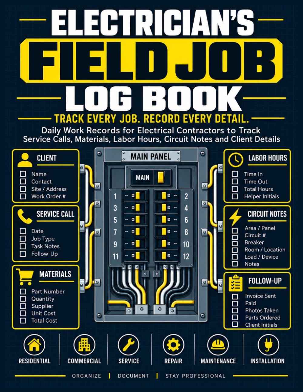 capítulo por capítulo baixar Electrician's Field Job Log Book: Daily Work Records for Electrical Contractors to Track Service Calls Materials Labor Hours Circuit Notes and Client Details