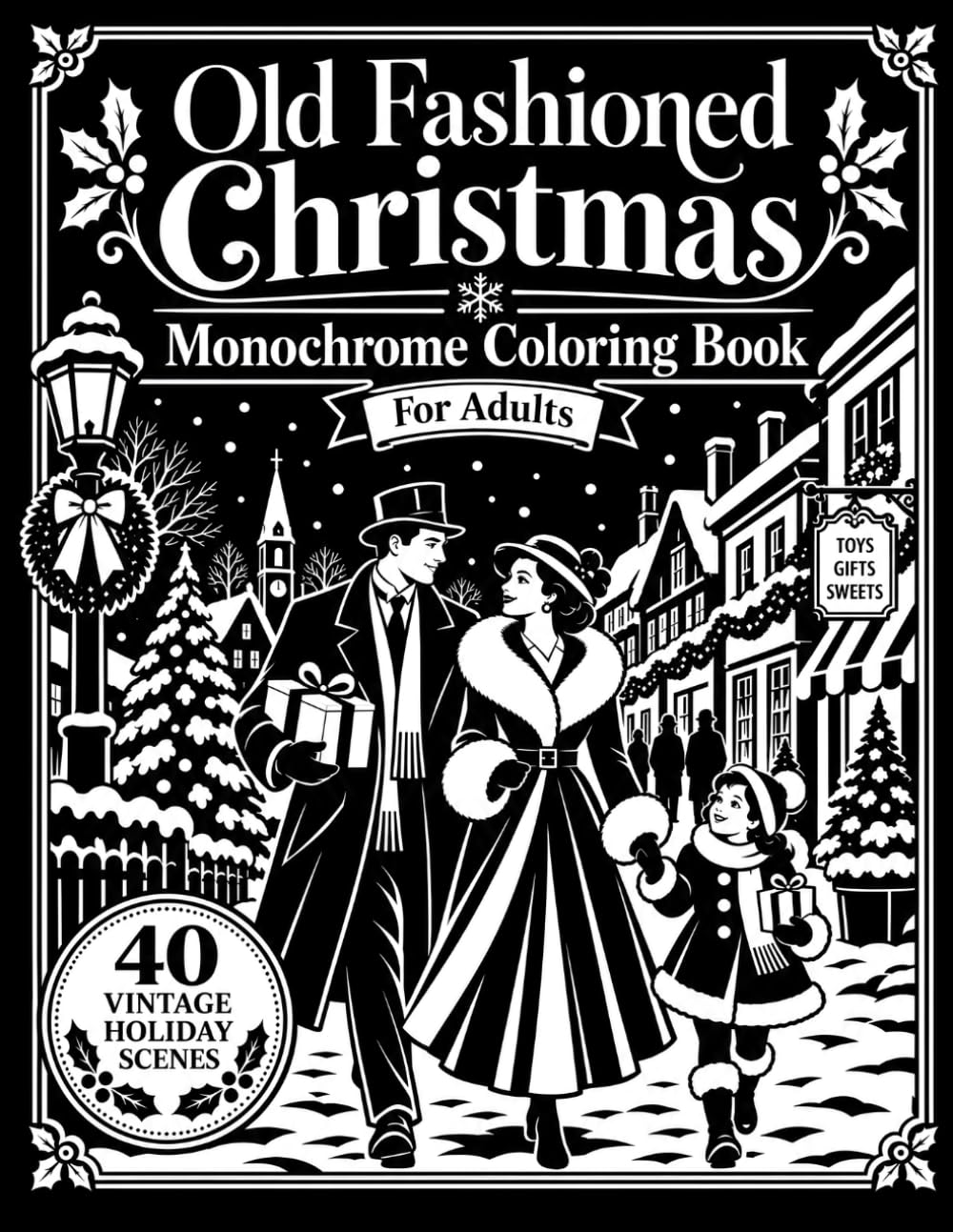 Old Fashioned Christmas: A Monochrome Coloring Book for Adults with 40 One-Color Vintage Holiday Scenes for Cozy Relaxation and Seasonal Creativity baixar livro de graça