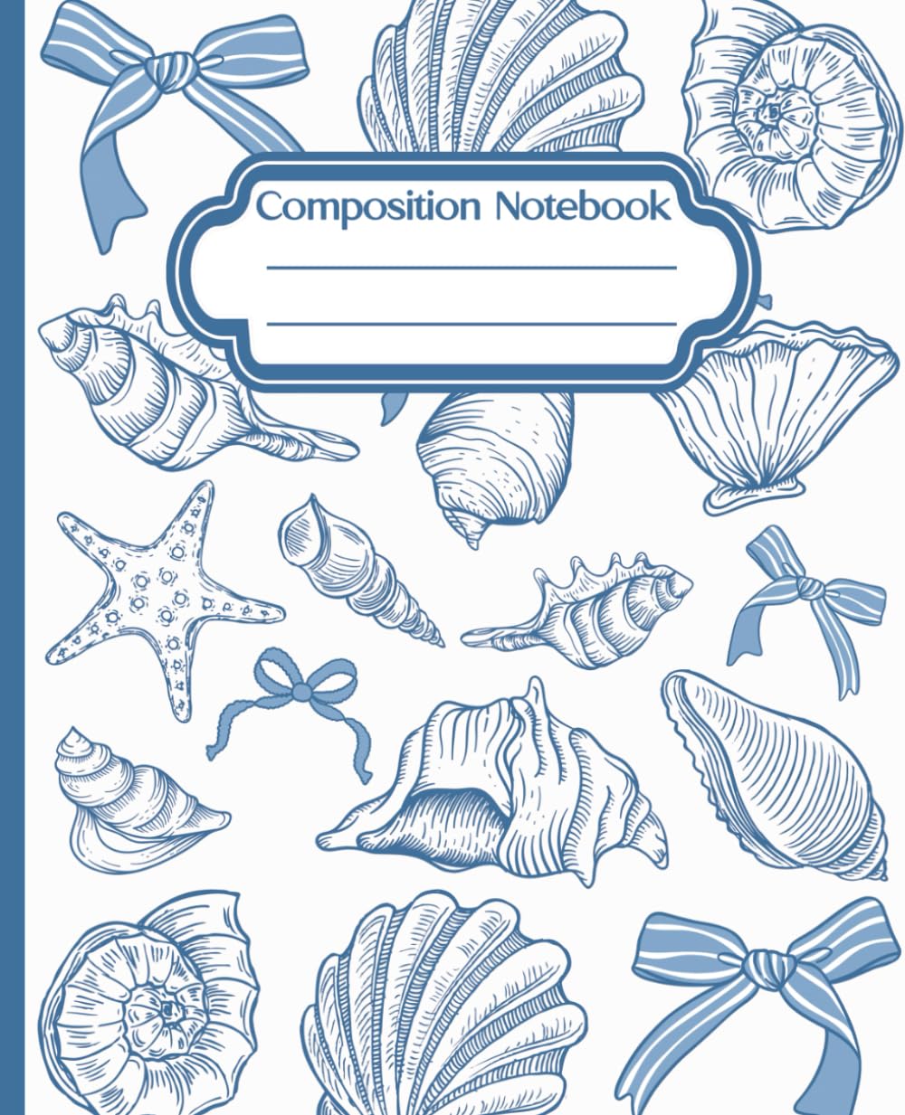 ler totalmente Composition Notebook: Ocean Blues Seashell and Bows Croquette Illustration | 7.5" x 9.25” Cute Sealife Aesthetic Journal with 120 Pages for Girls, Teens and Adults | Seaside Collection