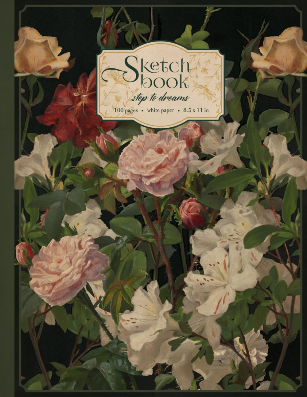 Floral Sketchbook with Azaleas & Roses Vintage Botanical Illustration: Aesthetic Flowers Notebook for Sketching, Journaling, or Doodling | Large Size: 8.5" x 11" | 100 Blank Pages baixar o livro de graça