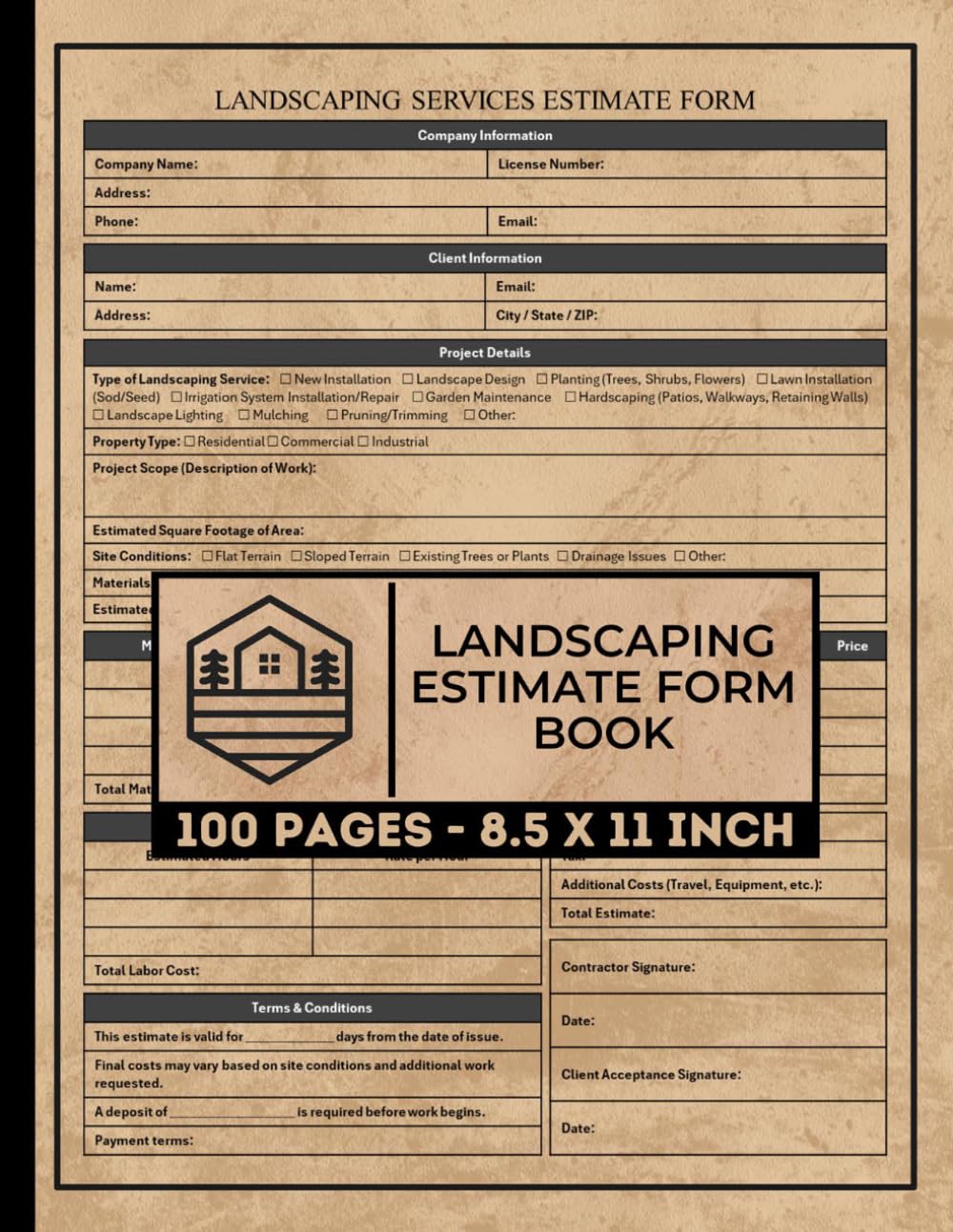 capítulo por capítulo baixar Landscaping Estimate Form Book: Landscape Estimating Sheets for Landscaper | Lawn Care Services Estimate Forms | 50 Forms