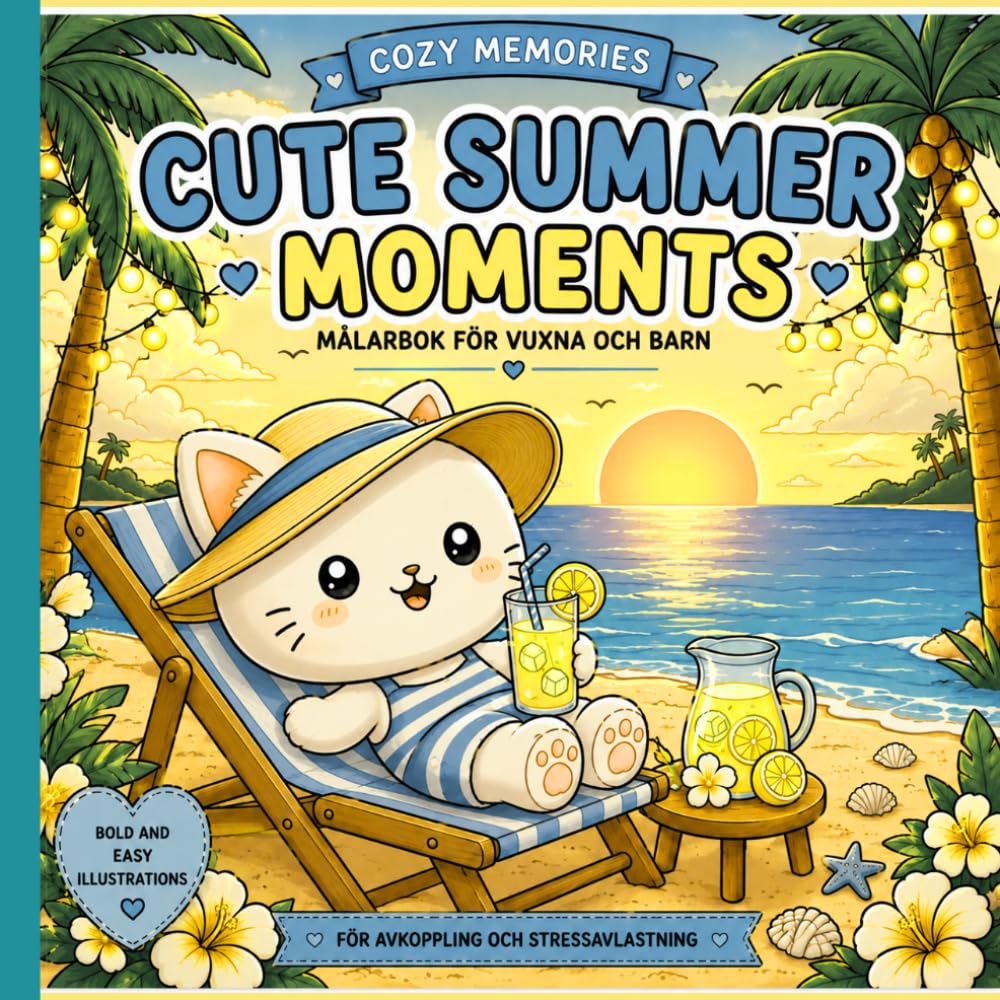 capítulo por capítulo baixar Cozy Memories: Cute Summer Moments: Målarbok för vuxna och barn med söta sommarmotiv, bold and easy illustrationer för avkoppling och stressavlastning (Swedish Edition)