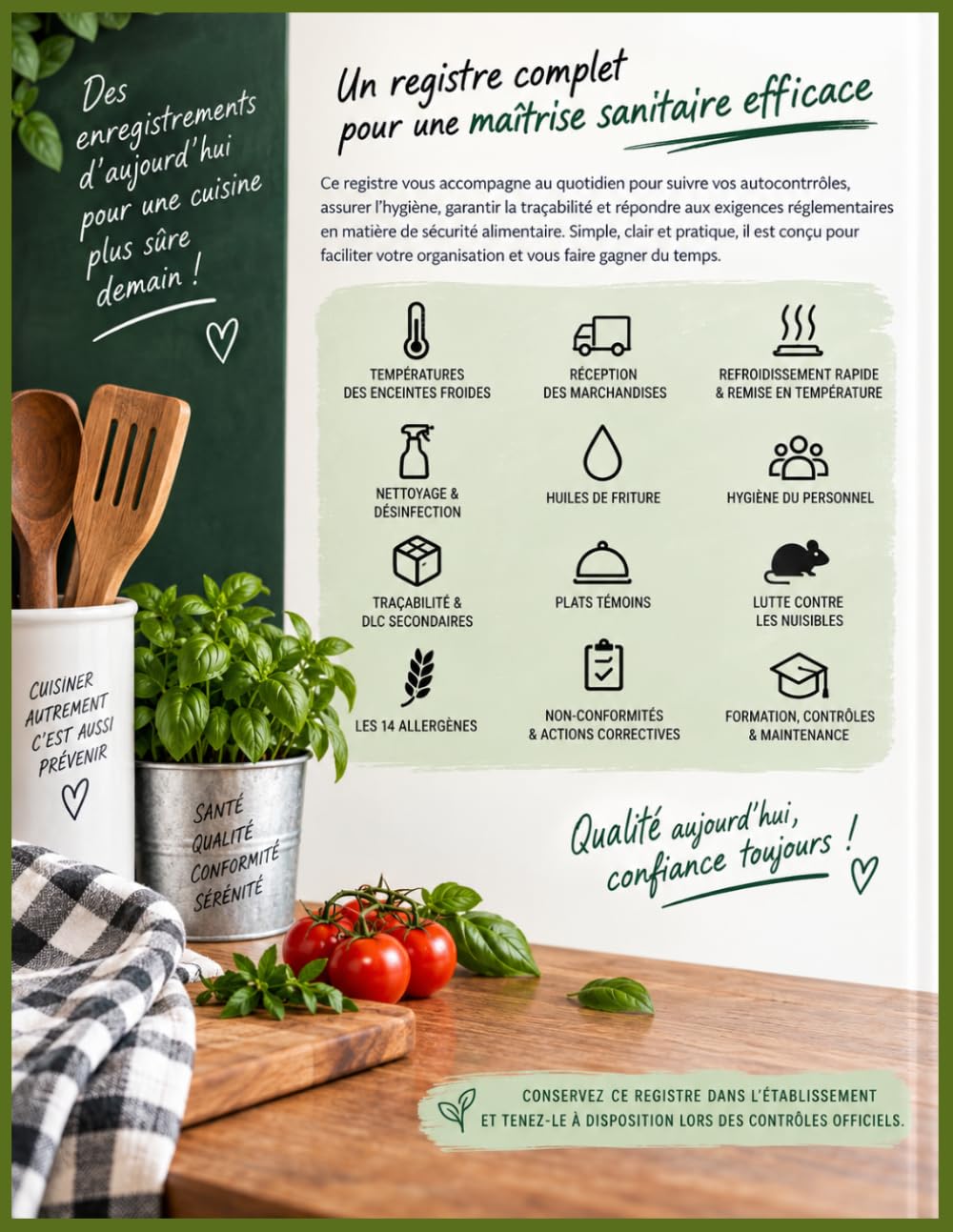 capítulo por capítulo baixar Registre HACCP: Cahier Complet d'Autocontrôle et Plan de Maîtrise Sanitaire: Températures, Refroidissement, Nettoyage, Huile de Friture, Allergènes,... Traçabilité | A4 – 160 pages (French Edition)