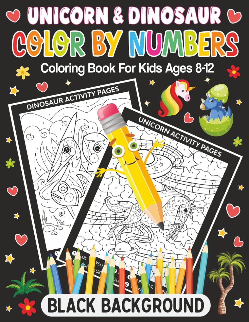 ler totalmente Unicorn & Dinosaur Color By Numbers Coloring Book For Kids Ages 8-12: Explore a Magical World of Unicorns & Dinosaurs with Fun Color by Number on (Black Background) Pages