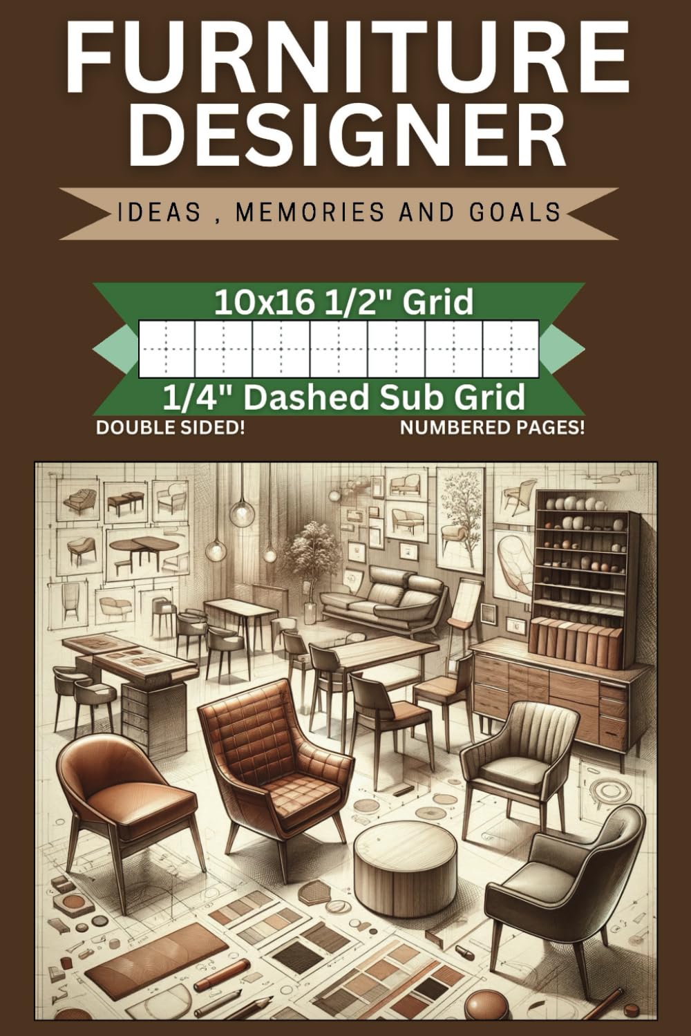 Furniture Designer Graph Book | 1/2" Grid + 1/4" Dashed Sub Grid: Professional Grid Layouts for Engineers, Designers & Creatives baixar livro de graça