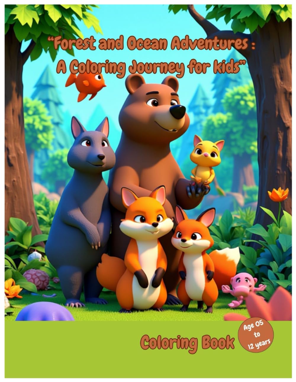 ler totalmente Forest and Ocean Adventures: A Coloring Journey for Kids: Animals of the forest and Sea