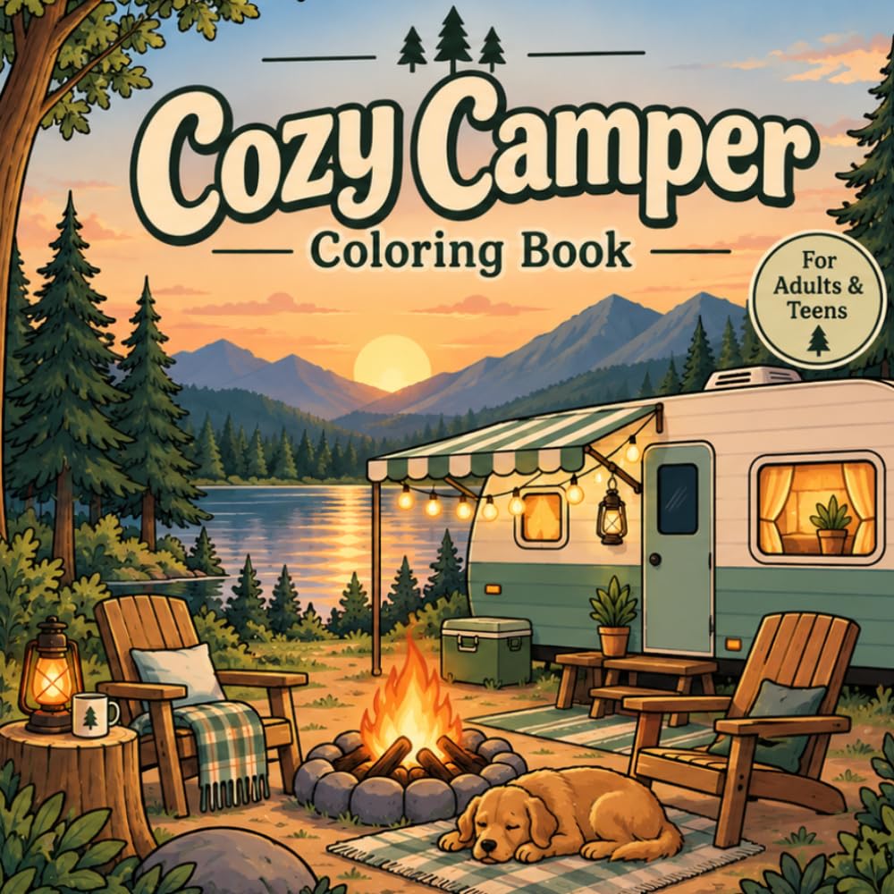 ler totalmente Cozy Camper Coloring Book: 50 Cozy Camper & Van Life Scenes for Adults & Teens Who Love Nature and the Open Road