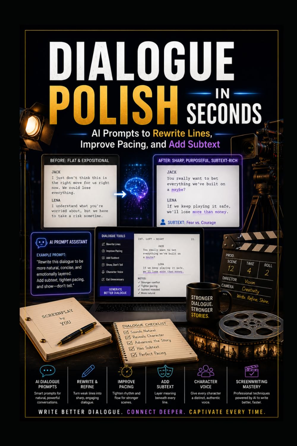 capítulo por capítulo baixar Dialogue Polish in Seconds: AI Prompts to Rewrite Lines, Improve Pacing, and Add Subtext