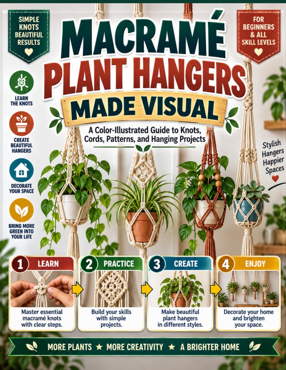 Macramé Plant Hangers Made Visual: A Color-Illustrated Guide to Knots, Cords, Patterns, and Hanging Projects baixar o livro de graça