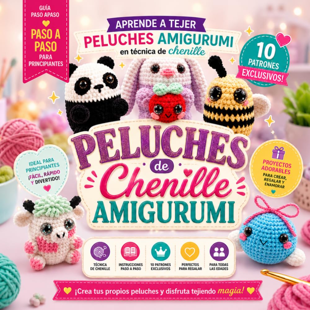 ler totalmente Peluches de Ganchillo Amigurumi: Libro de Ganchillo Amigurumi con Lana Chenille: 10 Patrones de Peluches Adorables para Principiantes | Aprende a... de Ganchillo Paso a Paso (Spanish Edition)