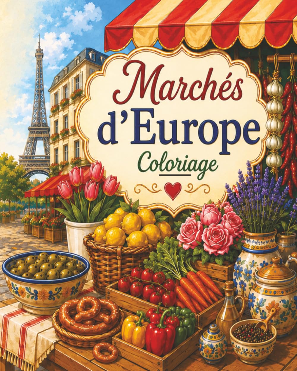 Marchés d’Europe: Coloriage pour adultes et adolescents, 40 illustrations magnifiques (fleurs, architecture, ambiance européenne, spécialités... anti-stress, relaxant) (French Edition) baixar o livro de graça
