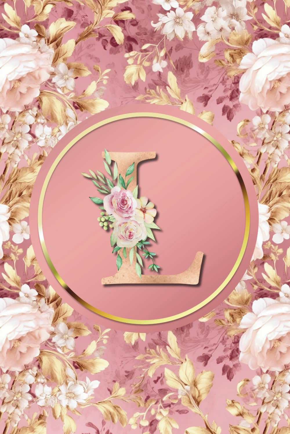 Monogram Notebook L: Pink and Gold Vintage Floral Initial Letter L Monogram College Ruled Notebook for Women and Girls - Personalized Name Journal - Monogrammed Gift baixar livro de graça