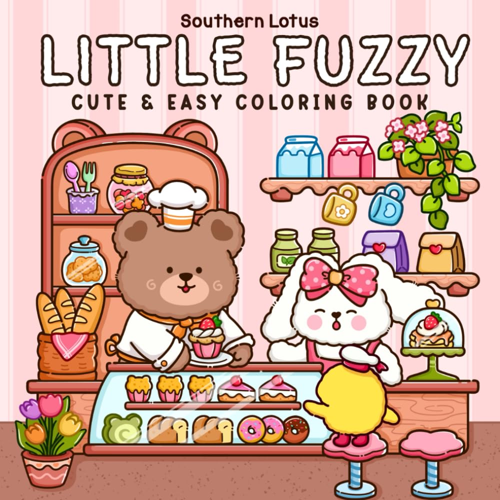 Little Fuzzy: Coloring Book for Adults and Teens with Simple and Cute Drawings of Cozy Corners and Adorable Little Animal Characters for Stress Relief baixar livro de graça