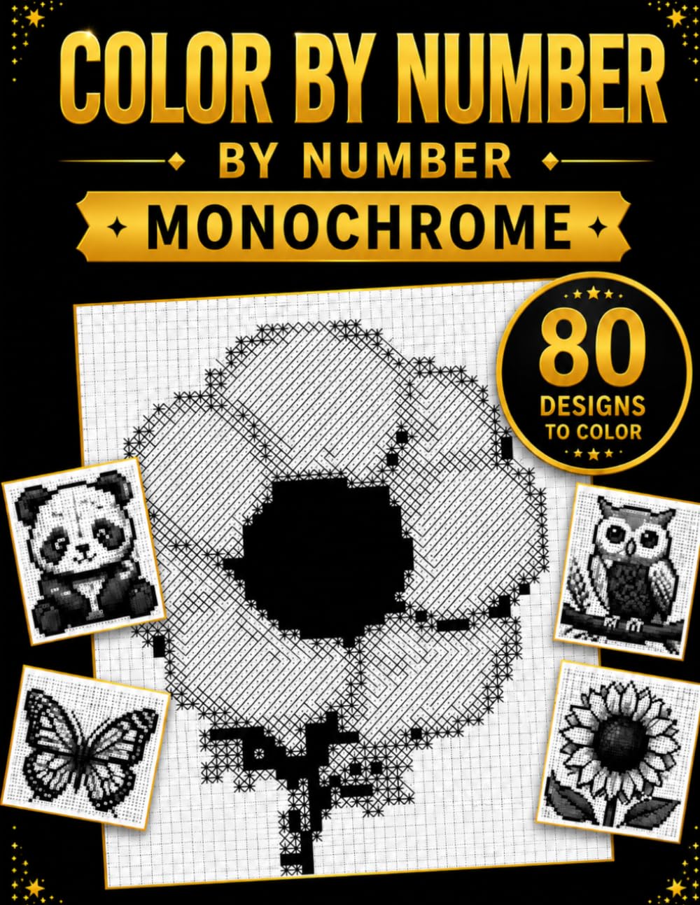 Monochrome Color by Number: Adorable Animals and Beautiful Pixel Art Flowers for Adults baixar o livro de graça