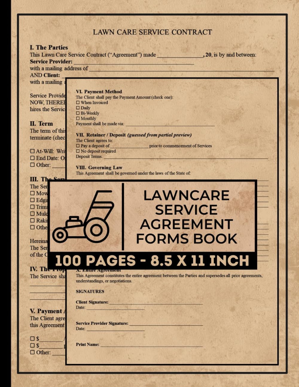 capítulo por capítulo baixar Lawncare Service Agreement Forms Book: Landscaping Agreement Form | Commercial Lawn Care Contract Record | 50 Forms